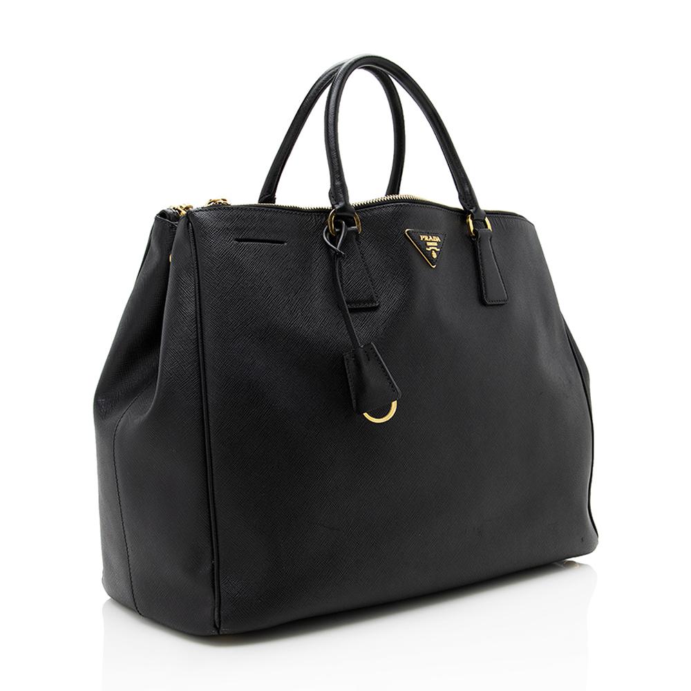 Prada Saffiano Leather Lux Double-Zip Large Tote ( )