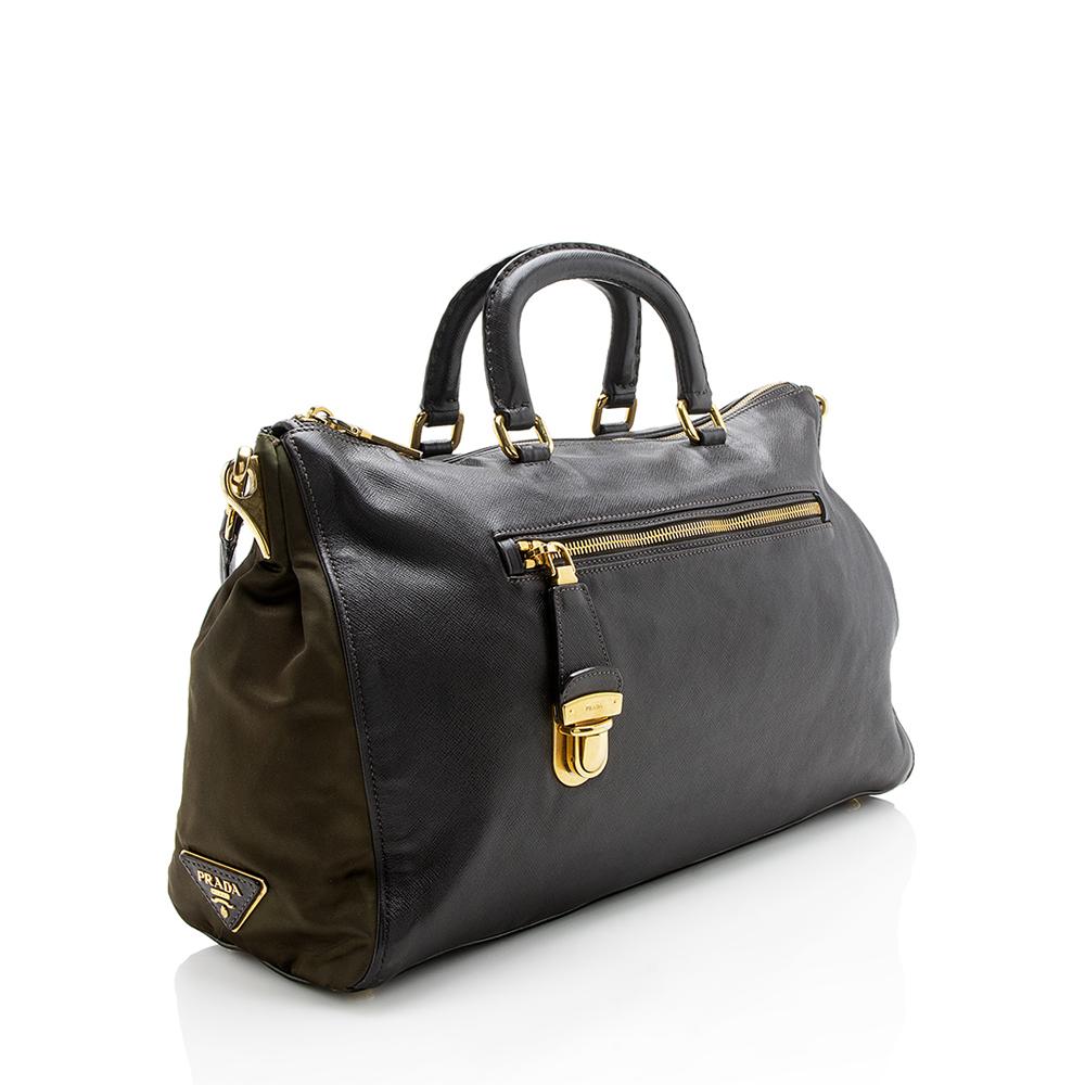 Prada Saffiano Leather Tessuto Large Tote ( )