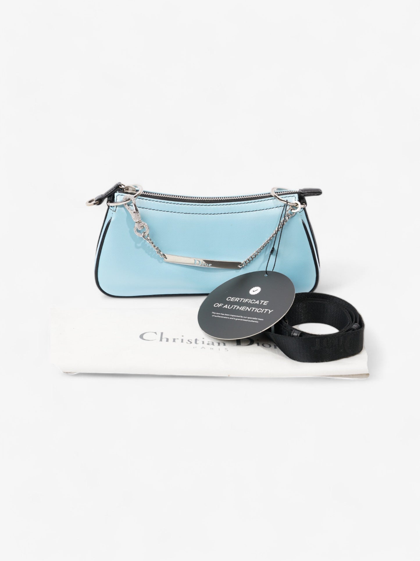 Christian Dior Hardcore Bag Light Blue / Black Coated Canvas Mini