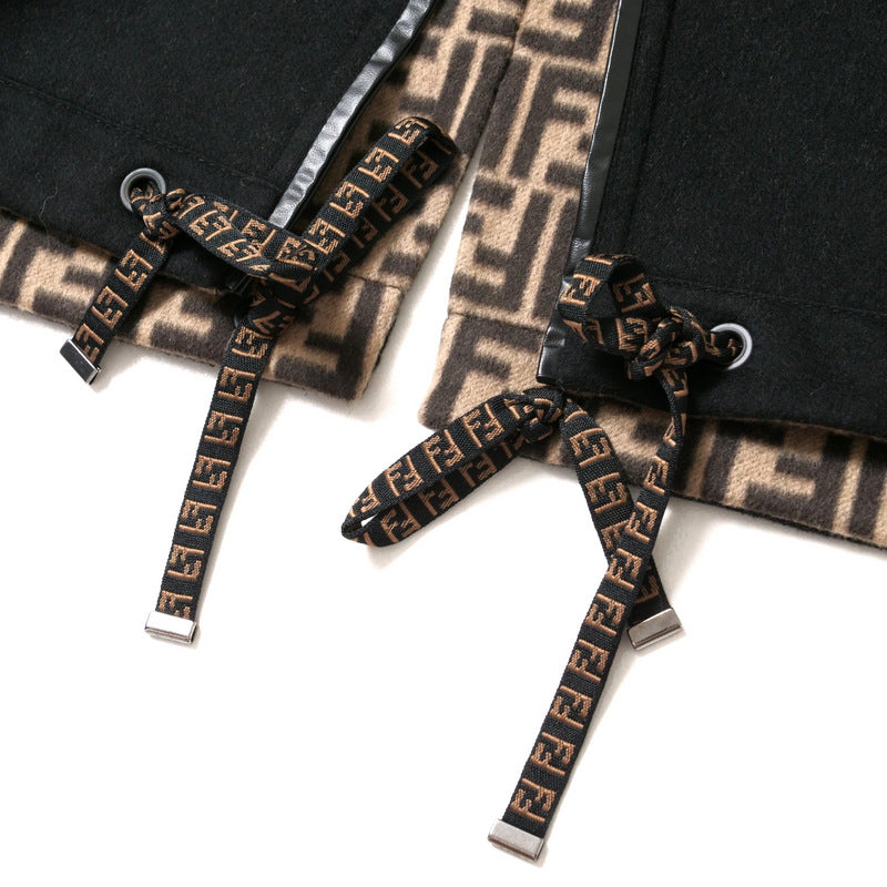 FENDI coat wool Black/Brown Double F FF8581 40