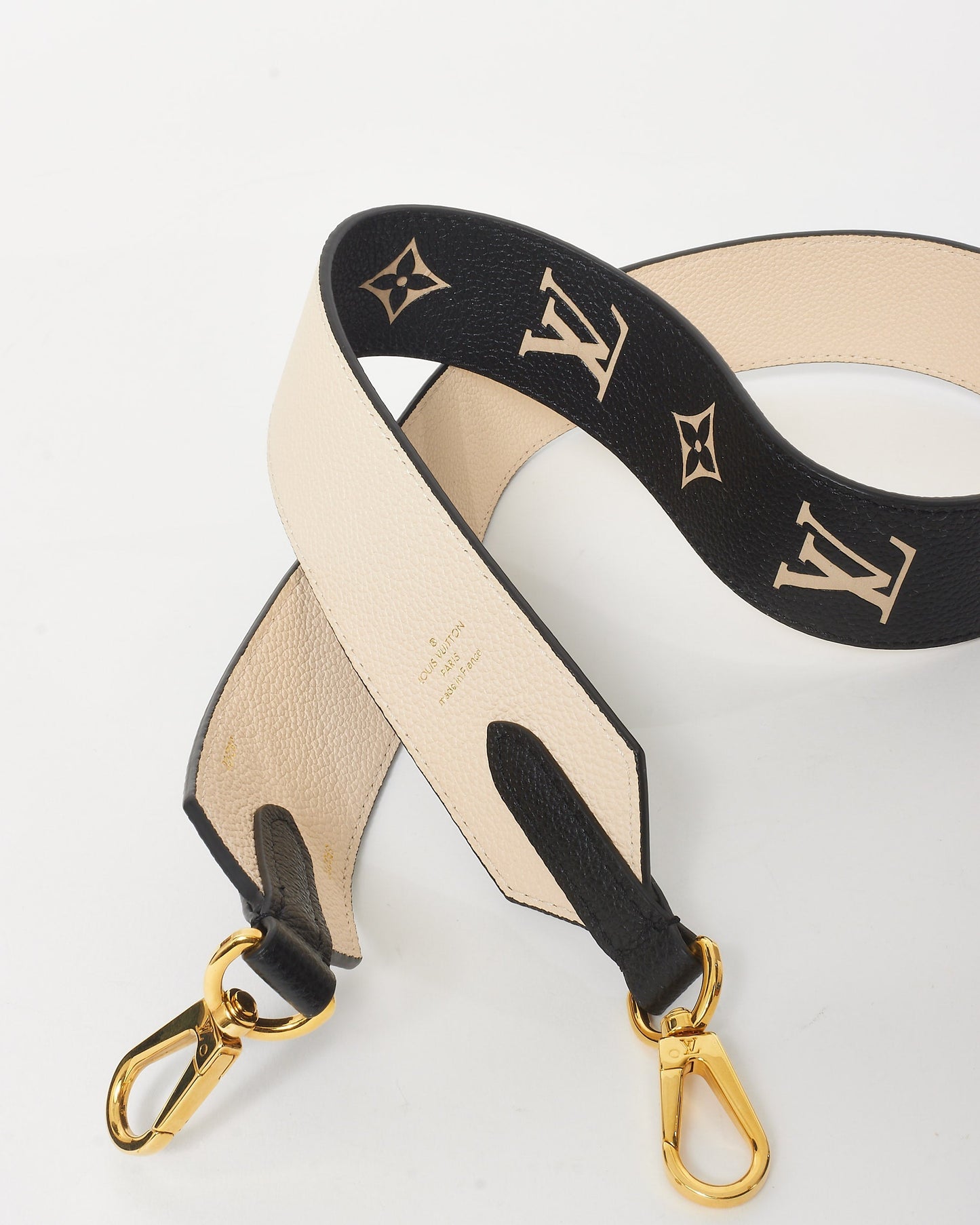 Louis Vuitton Black & Cream Monogram Empreinte Leather Strap