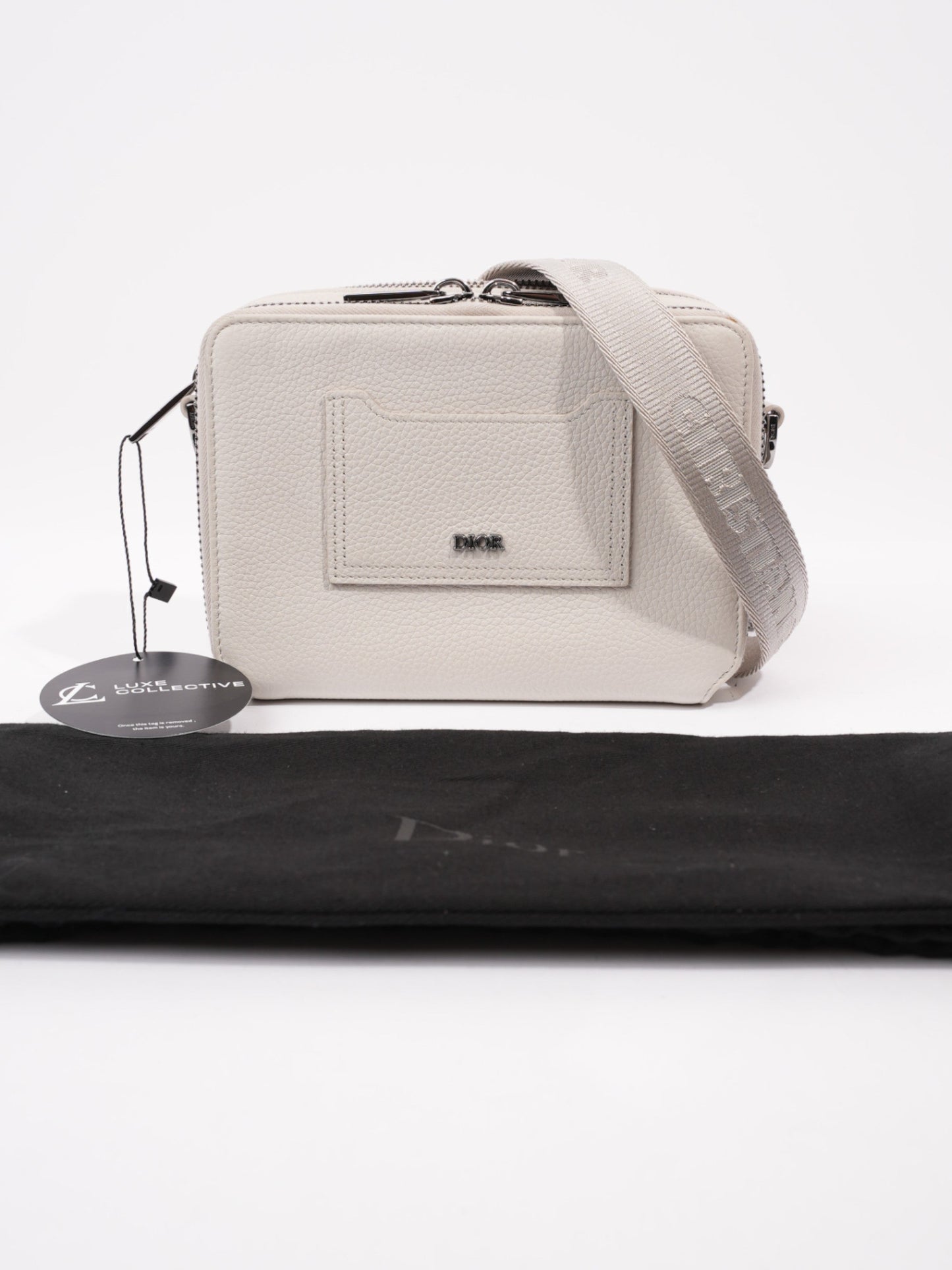 Christian Dior Double Zipped Messenger Cream Leather