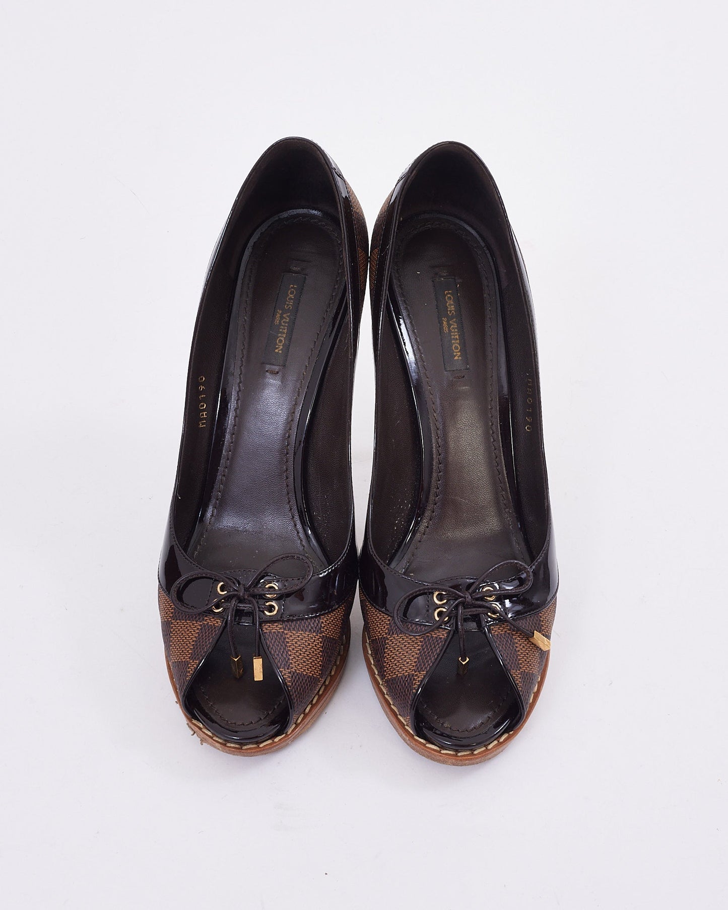 Louis Vuitton Damier Ebene Canvas Peep Toe Pumps - 40