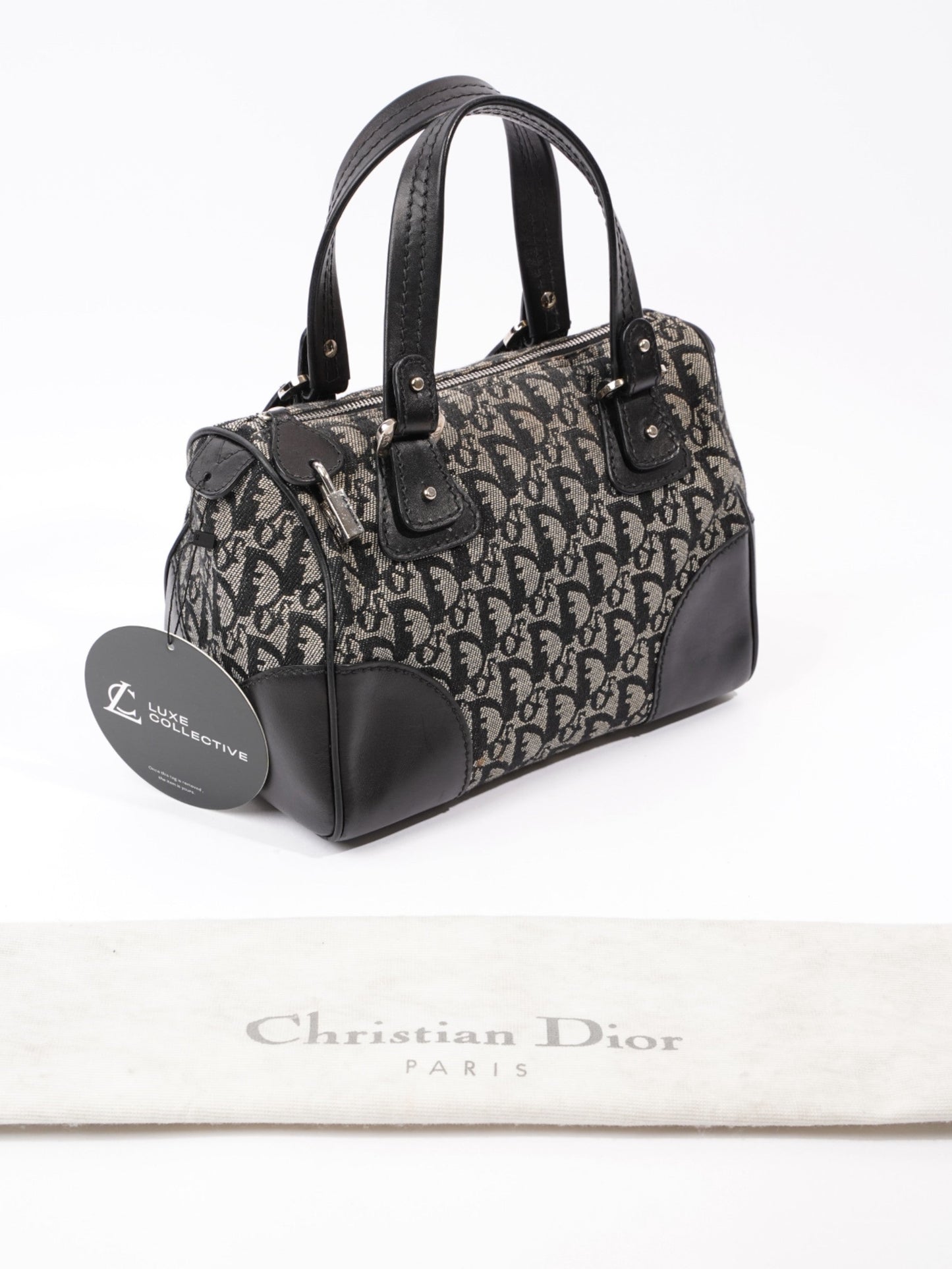 Christian Dior Boston Black Diorissimo Canvas Small
