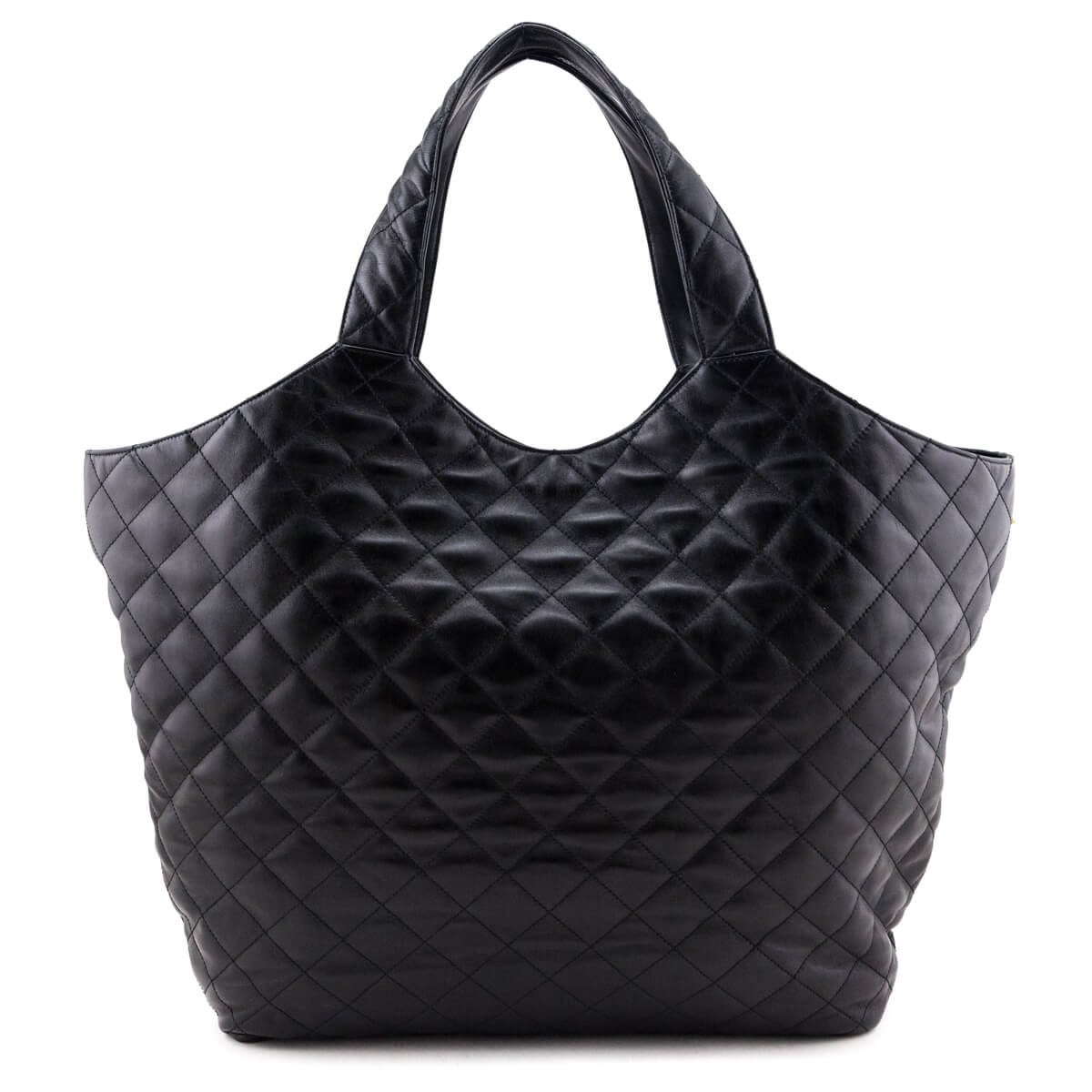 Luxury Saint Laurent Trending 2026 Black Lambskin Quilted Maxi Icare Shopping Tote