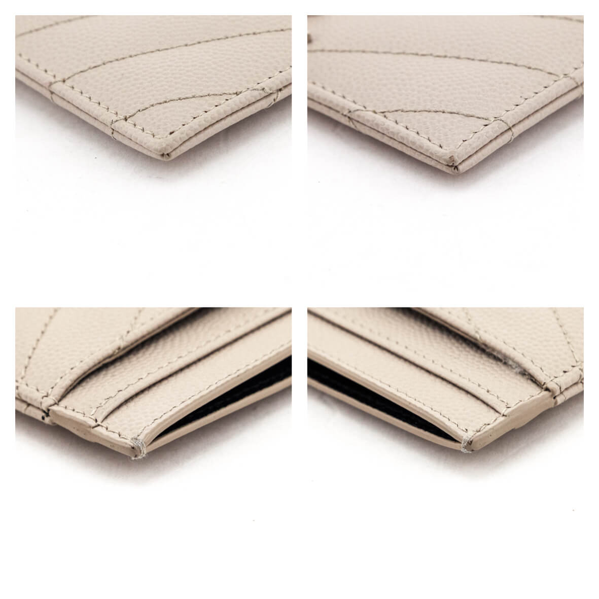 Luxury Saint Laurent Trending 2026 Light Taupe Grain De Poudre Matelasse Chevron Cassandre Card Case