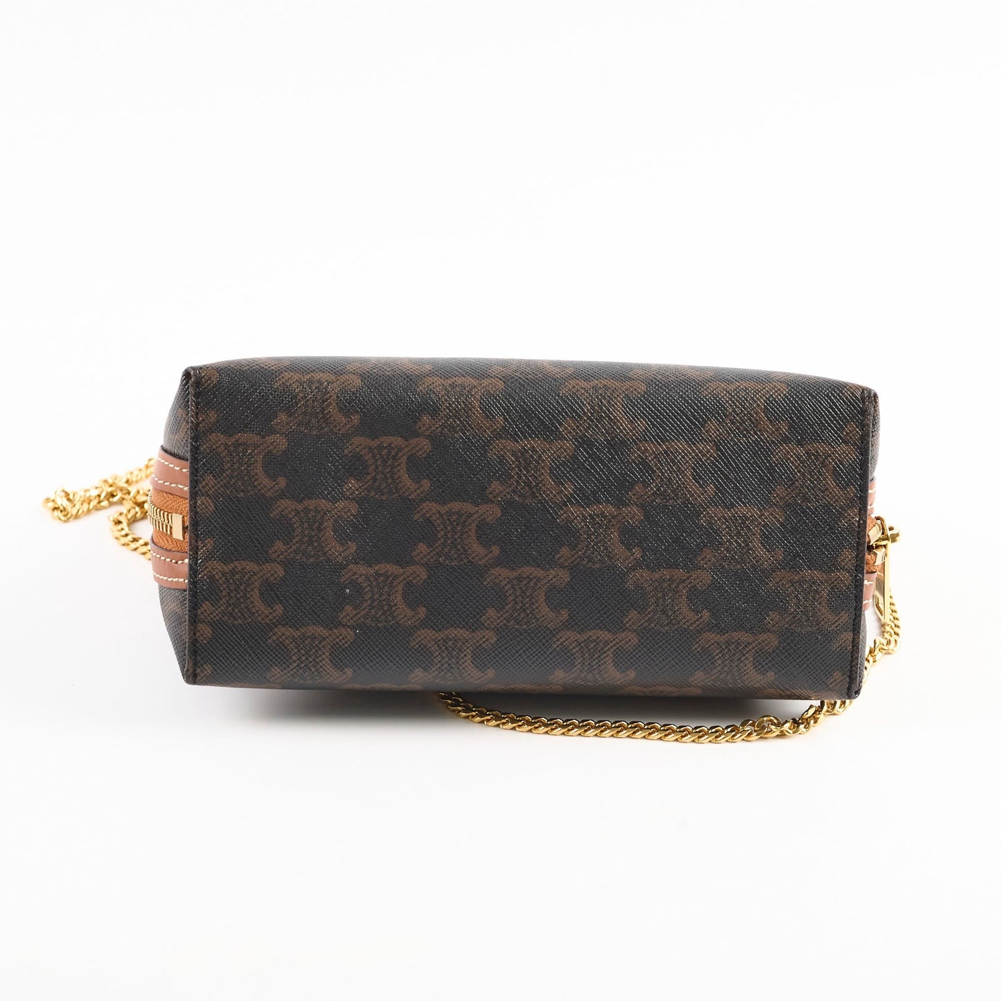Luxury CELINE Medium Chain Bag Triomphe Canvas Tan