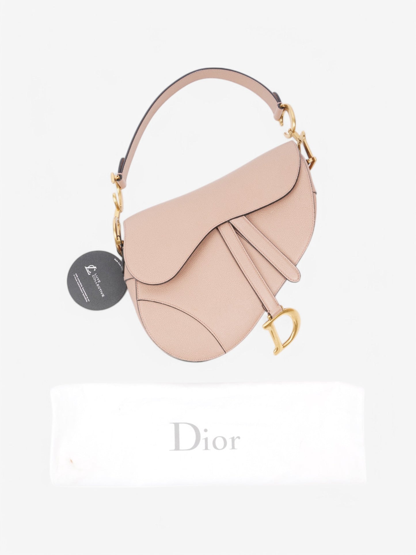 Christian Dior Saddle Bag Rose Beige Calfskin Leather