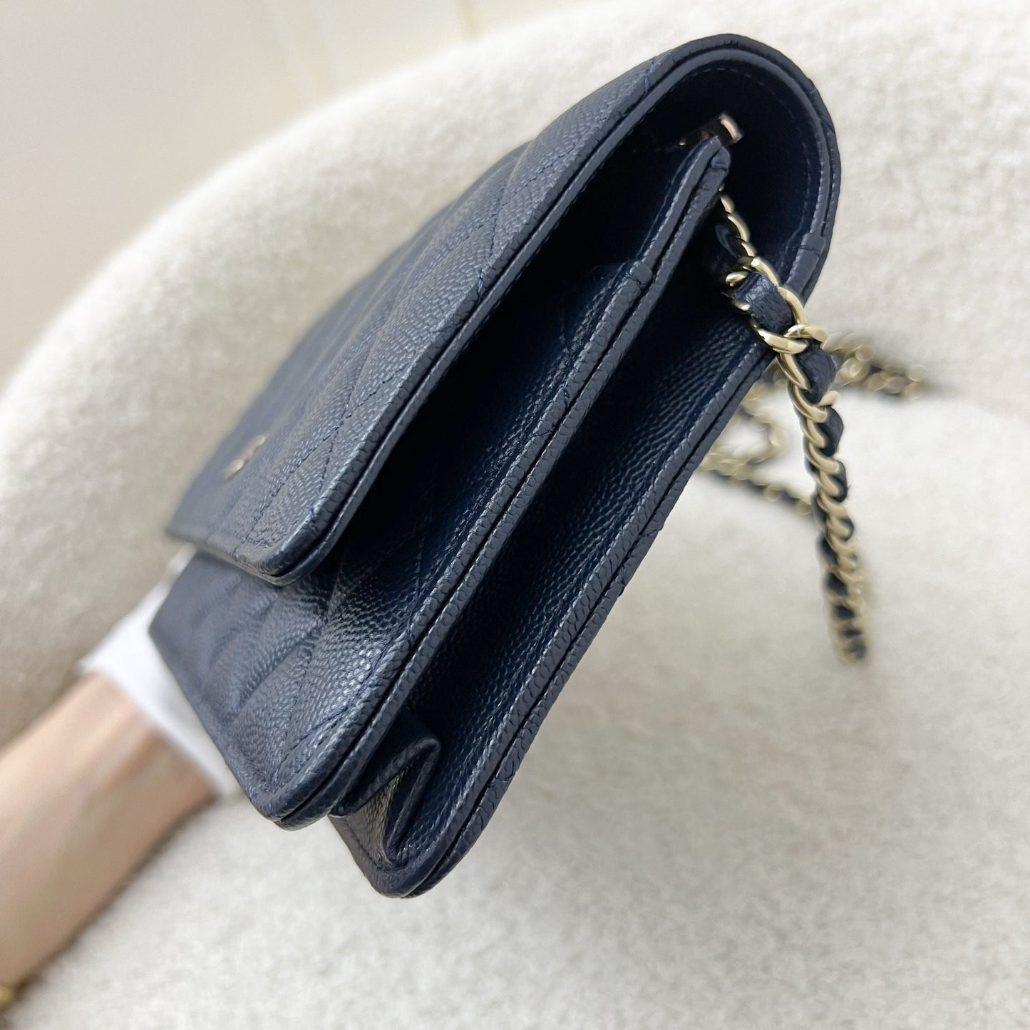 Chanel Classic Wallet on Chain WOC in Navy Blue Caviar and LGHW Crossbody