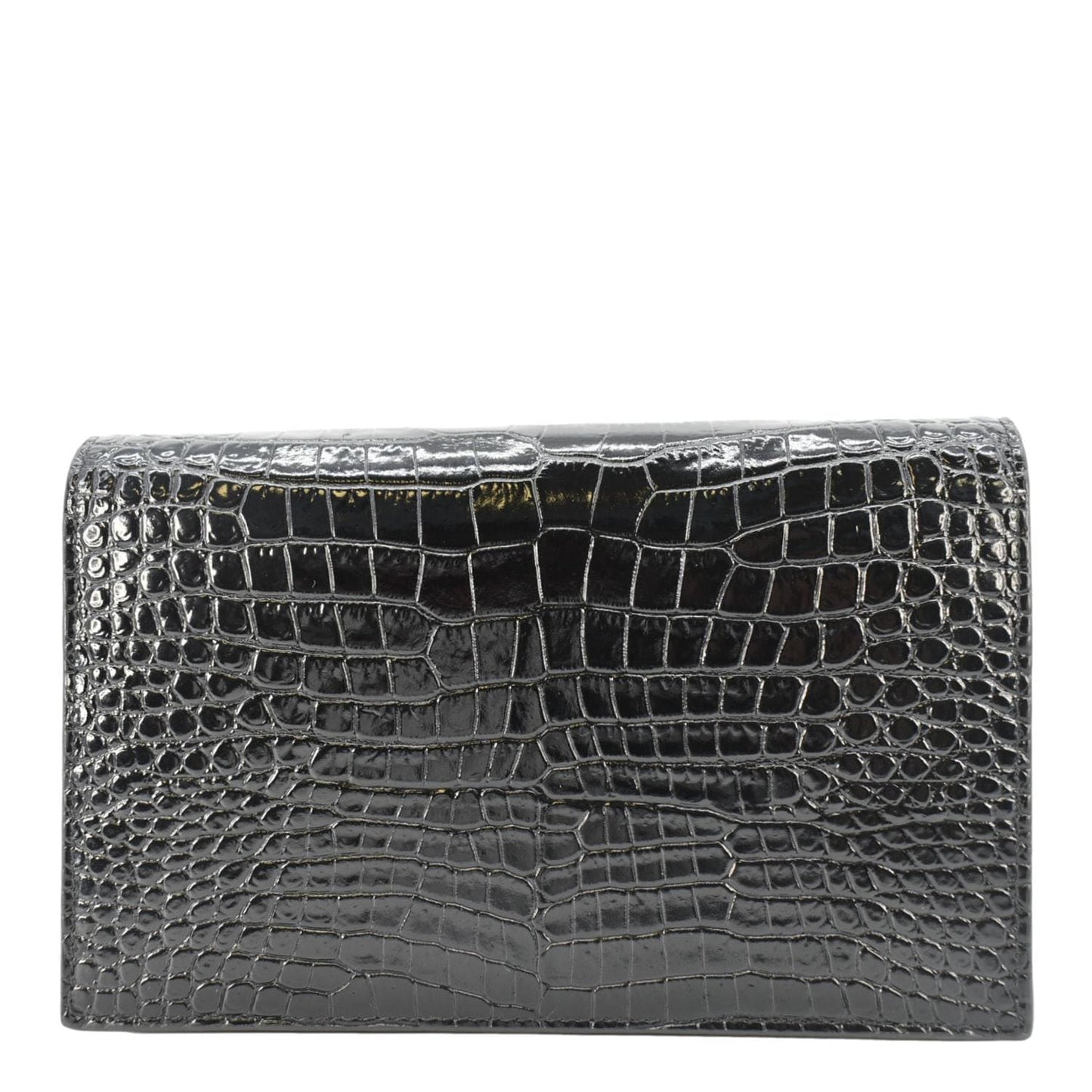 YVES SAINT LAURENT Kate Tassel Crocodile Embossed Leather Crossbody Bag Black