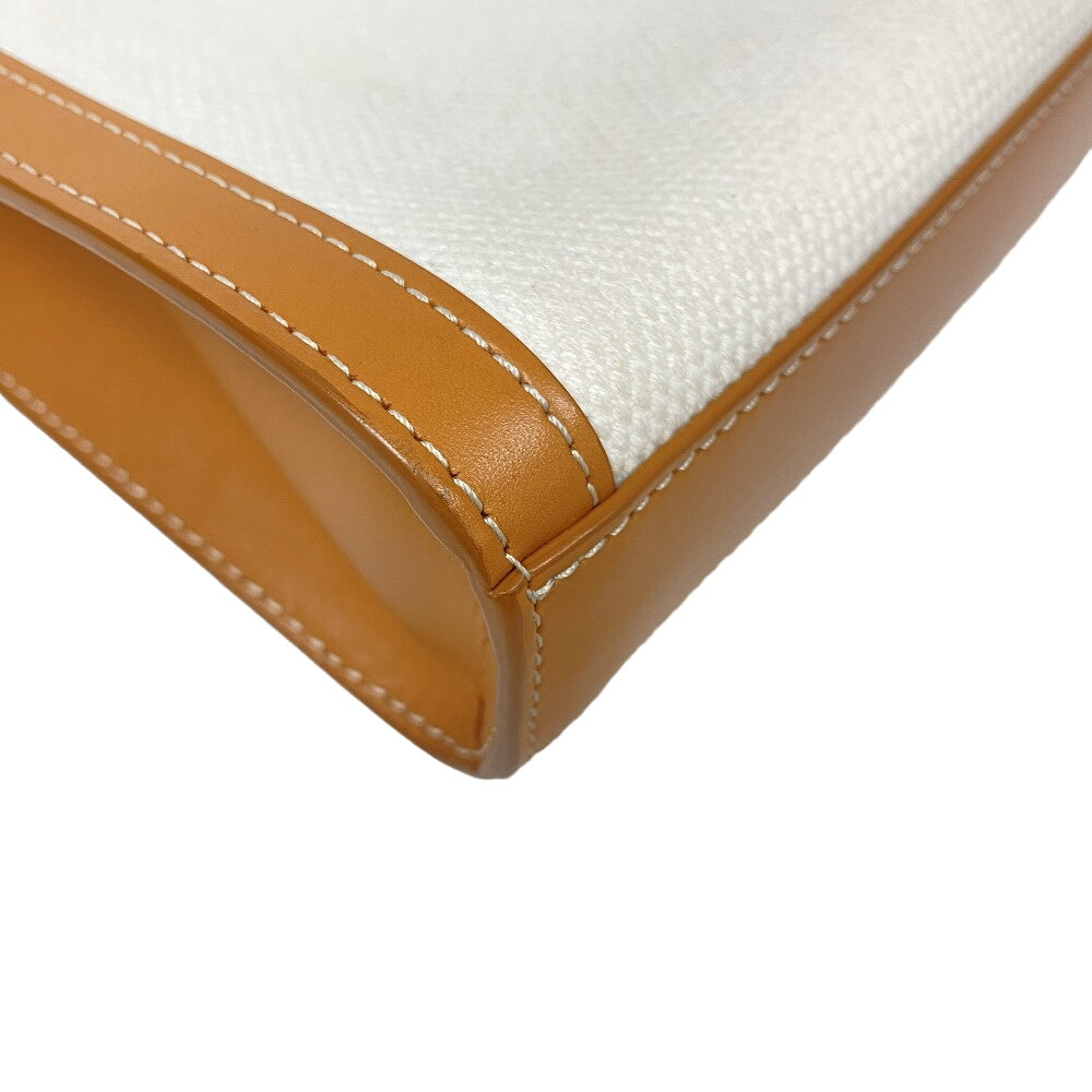 CELINE Shoulder Bag Canvas, Leather beige 2way handbag Vertical Women