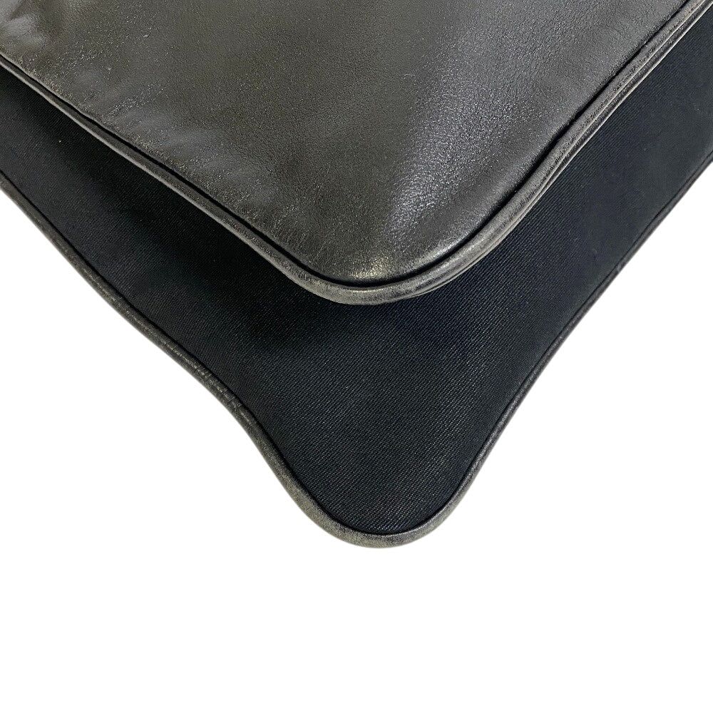 HERMES Shoulder Bag Leather, Canvas black Mrs. hippies