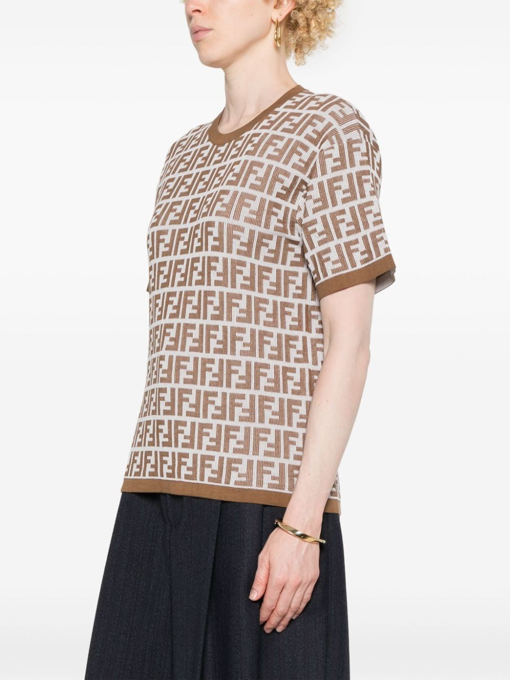 Fendi Women Ff-Print Short-Sleeved Jumper