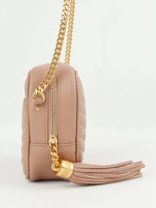 Luxury Saint Laurent Trending 2026 Lulu Mini Quilted Grain Leather Cross Bag Vintage Peach