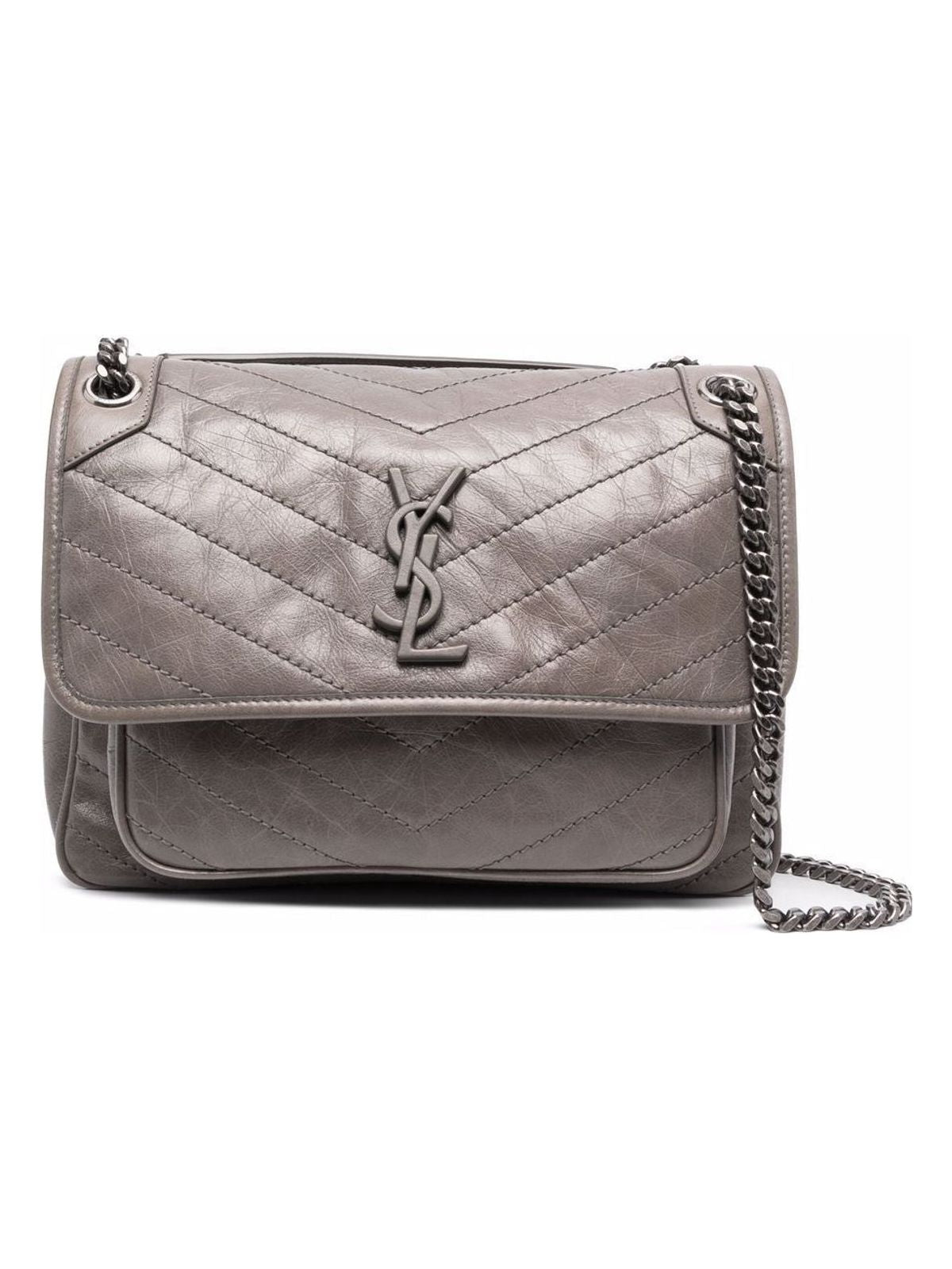 Luxury Saint Laurent Trending 2026 Women's Ysl Bo Mng Niki M Tufo Naturel in Grey Kaki | 6331581YG041229