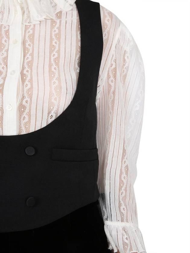Luxury Saint Laurent Trending 2026 Women's Wool Tuxedo Vest Black
