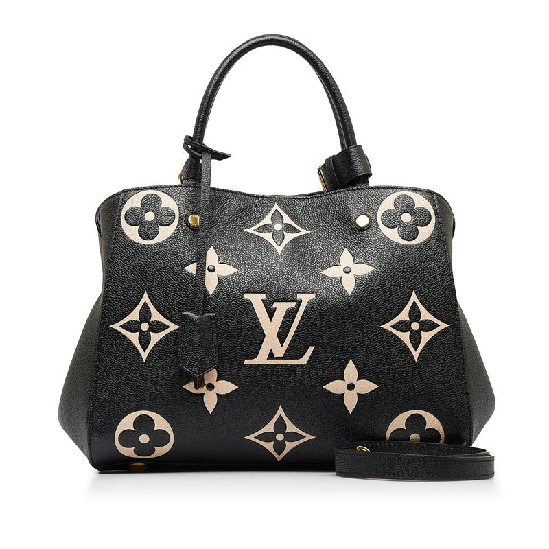 Louis Vuitton Monogram Amplant Montaigne MM Handbag Shoulder Bag 2WAY Noir Black Carf Leather Louis Vuitton