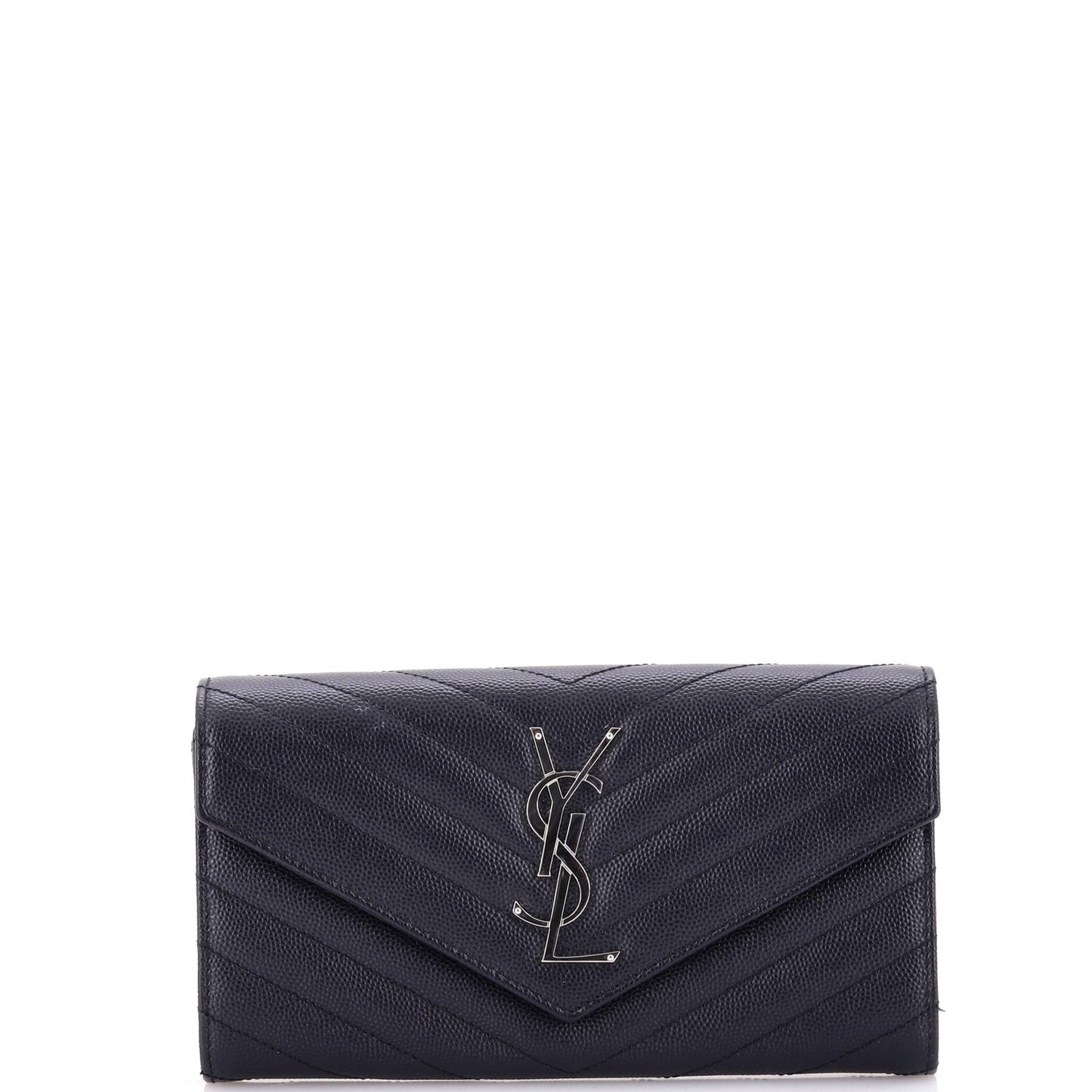 Luxury Saint Laurent Trending 2026 Classic Monogram Flap Wallet Matelasse Chevron Leather Large