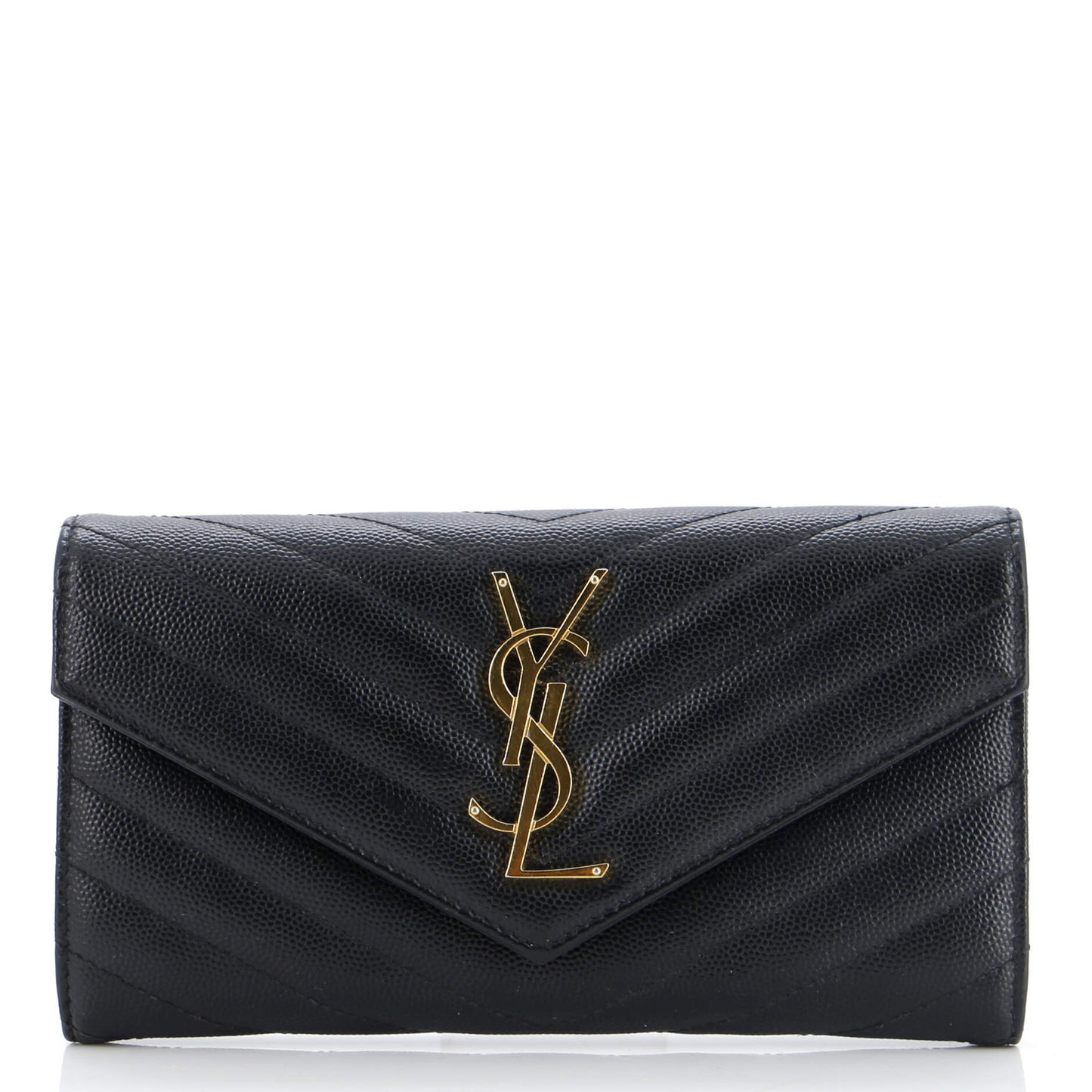 Luxury Saint Laurent Trending 2026 Classic Monogram Flap Wallet Matelasse Chevron Leather Large