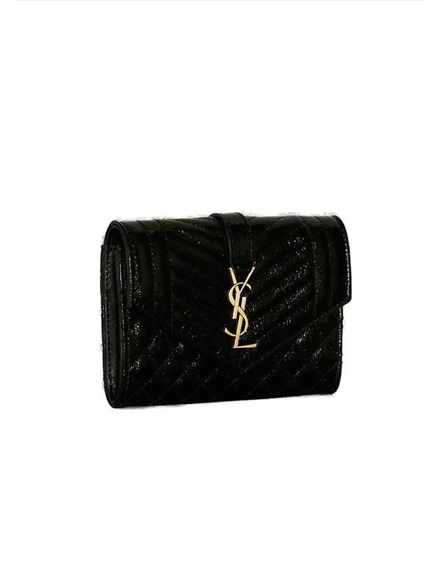 Luxury Saint Laurent Trending 2026 Matelasse Envelope Small Half Wallet Black