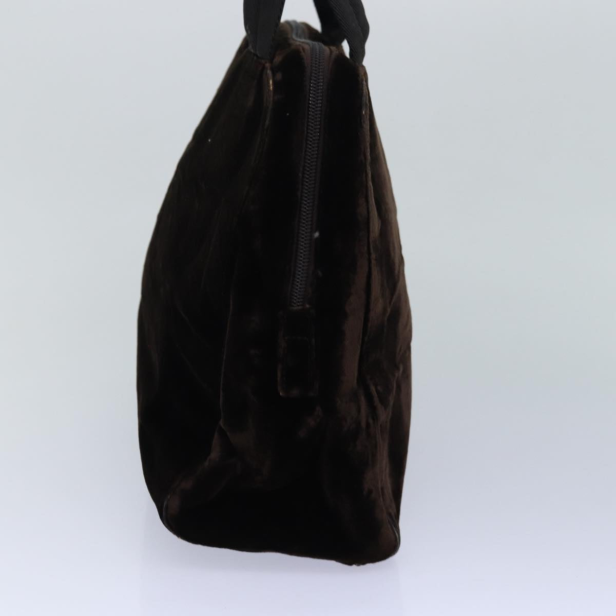 PRADA Hand Bag Velor Brown Auth