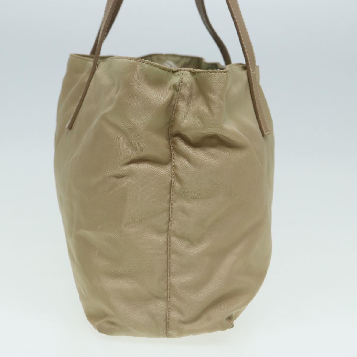 PRADA Tote Bag Nylon Beige Silver Auth