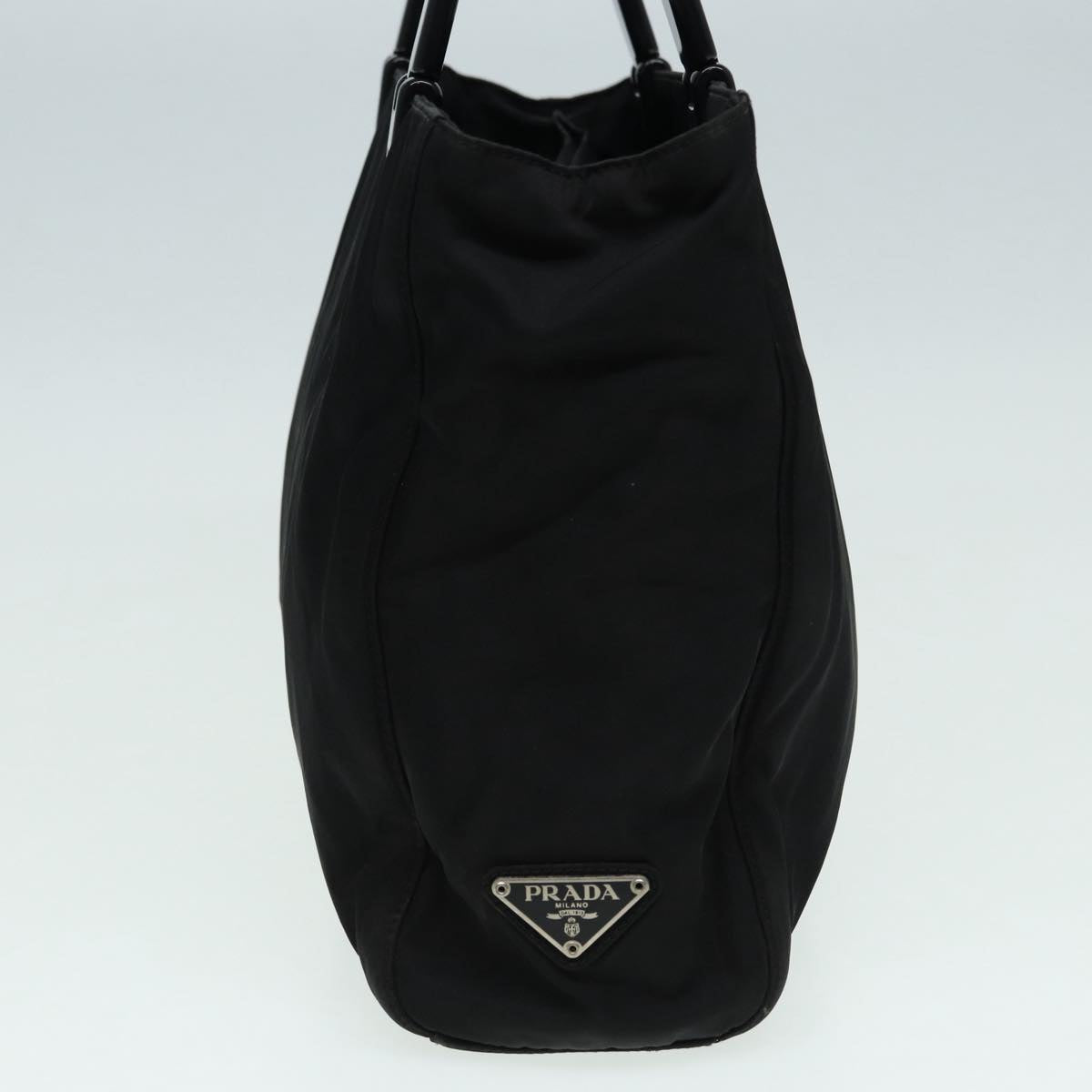 PRADA Hand Bag Nylon Black Silver Auth