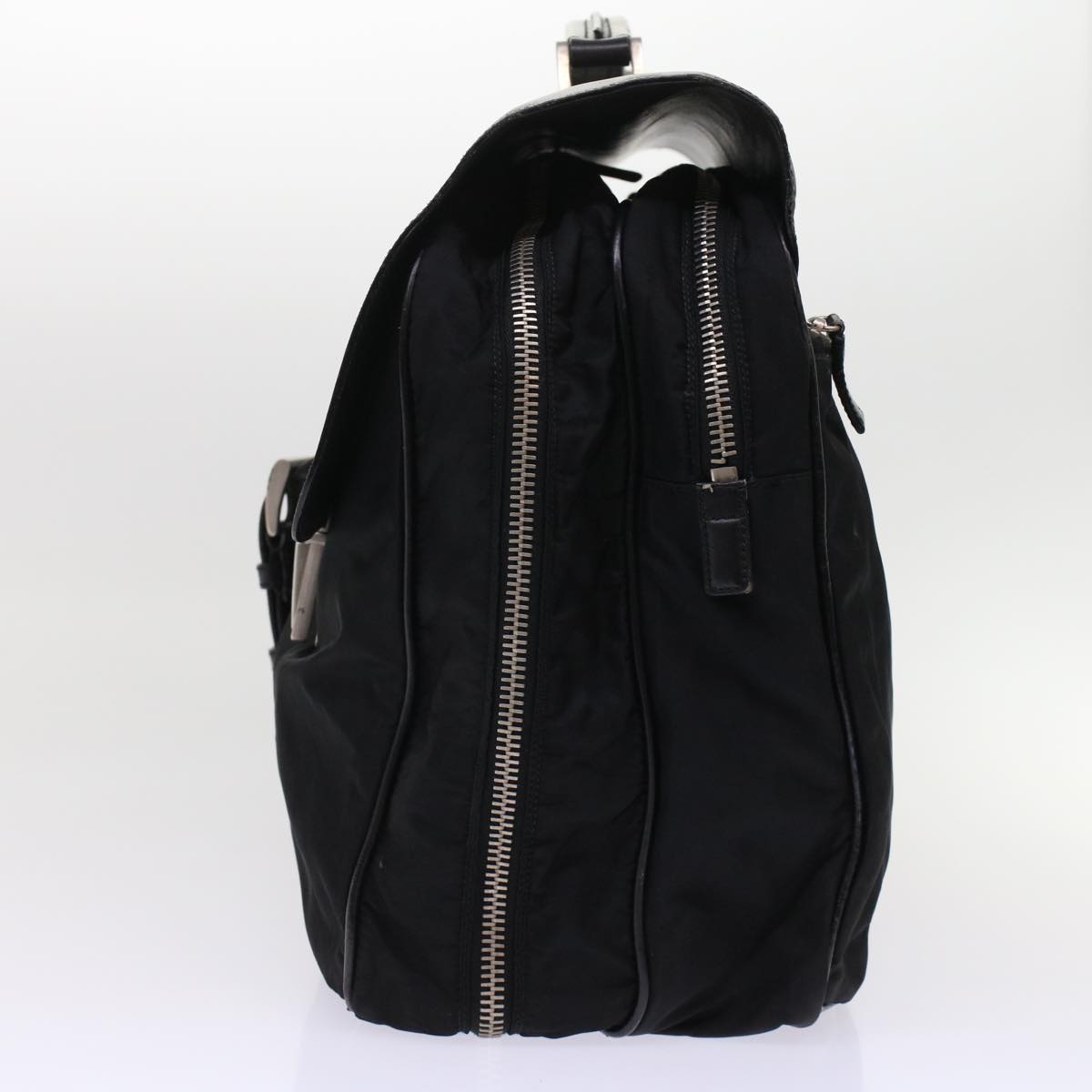 Prada Hand Bag Nylon Leather Black
