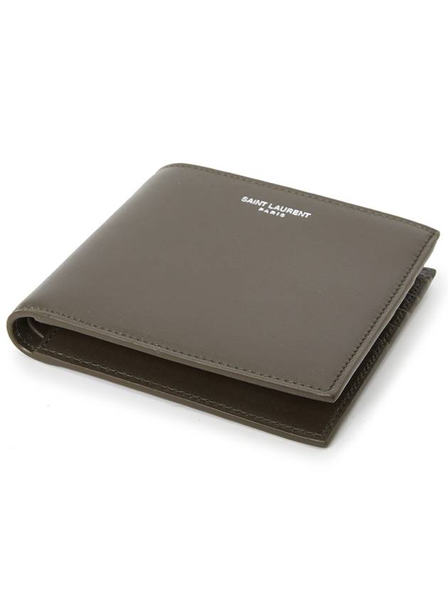 Luxury Saint Laurent Trending 2026 East West Leather Half Wallet Light Musk