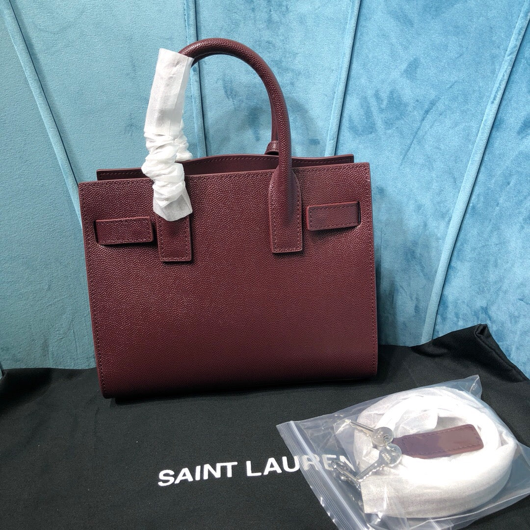 Yves Saint Laurent Sac De Jour Nano Burgundy Luxury Handbag