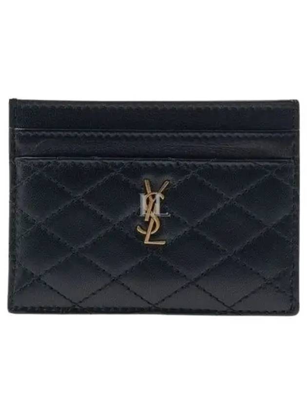 Luxury Saint Laurent Trending 2026 Gabi Quilted Lambskin Card Wallet Black