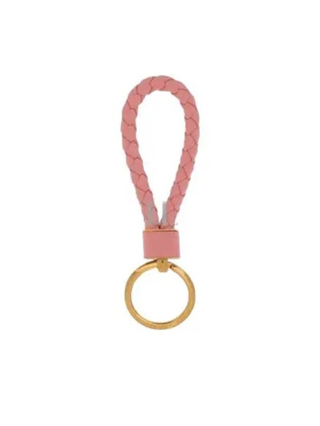Luxury Bottega Veneta Intrecciato Lambskin Key Holder Pink