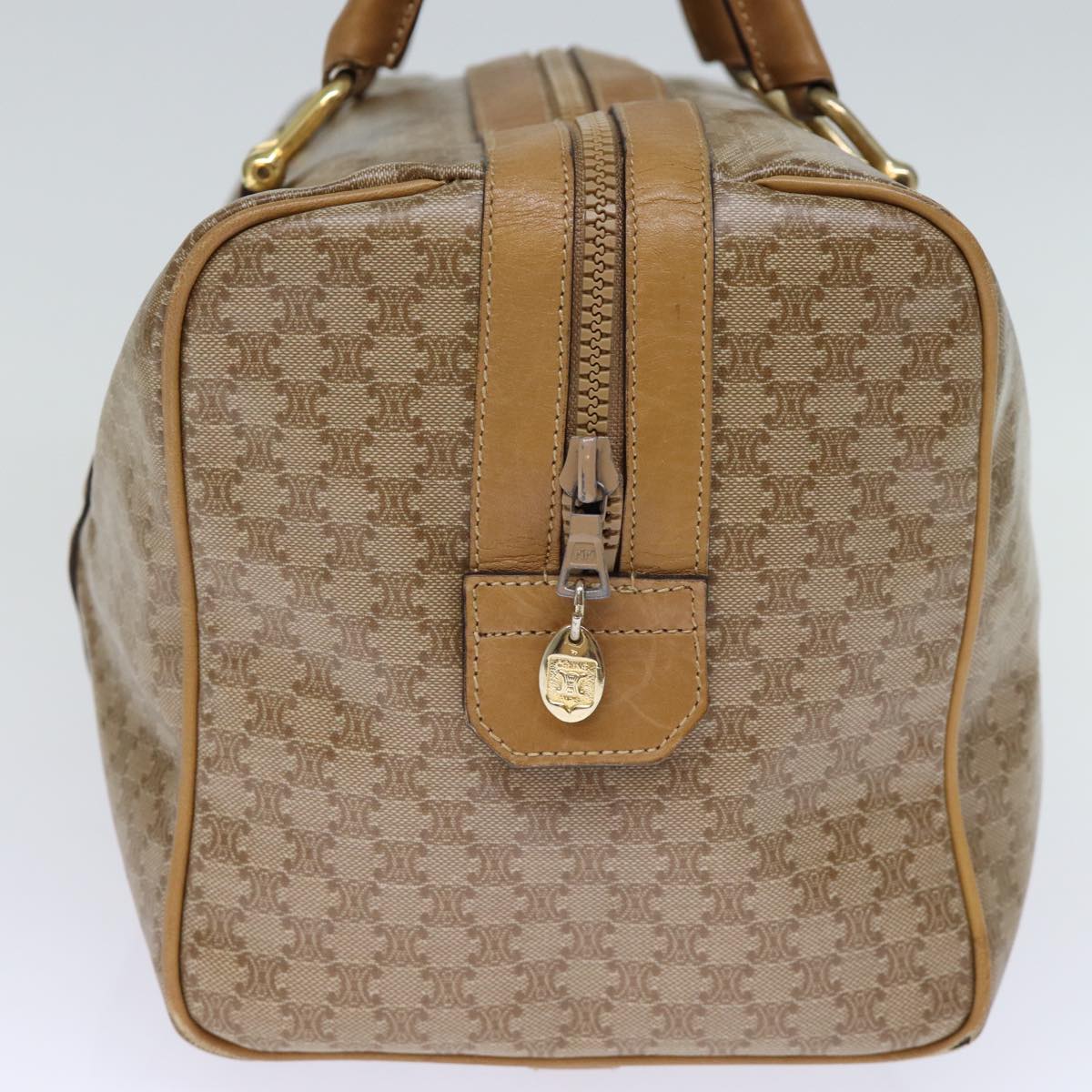 Luxury CELINE Macadam Canvas Boston Bag Coated Canvas Beige 13994