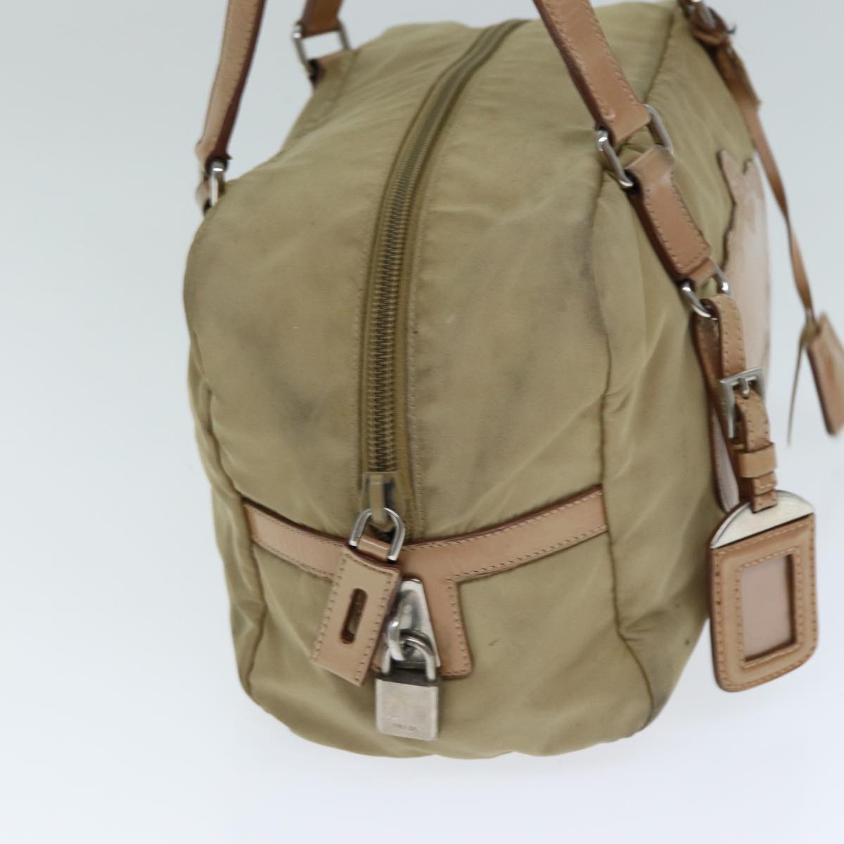 PRADA Shoulder Bag Nylon Beige Auth
