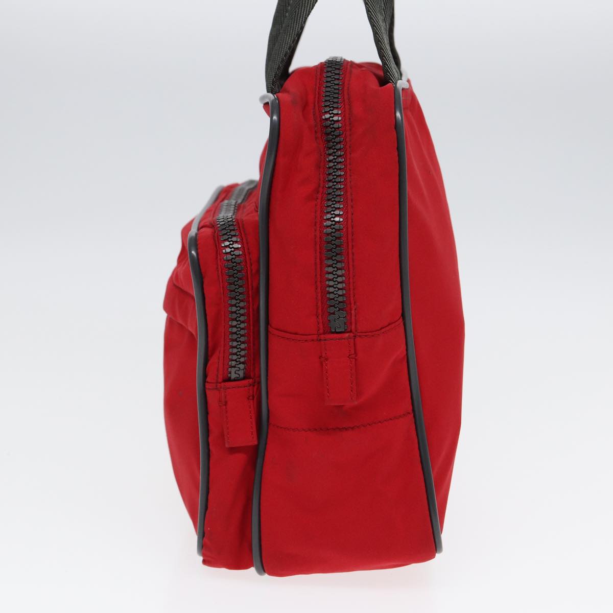 PRADA Sports Hand Bag Nylon Red Silver Auth