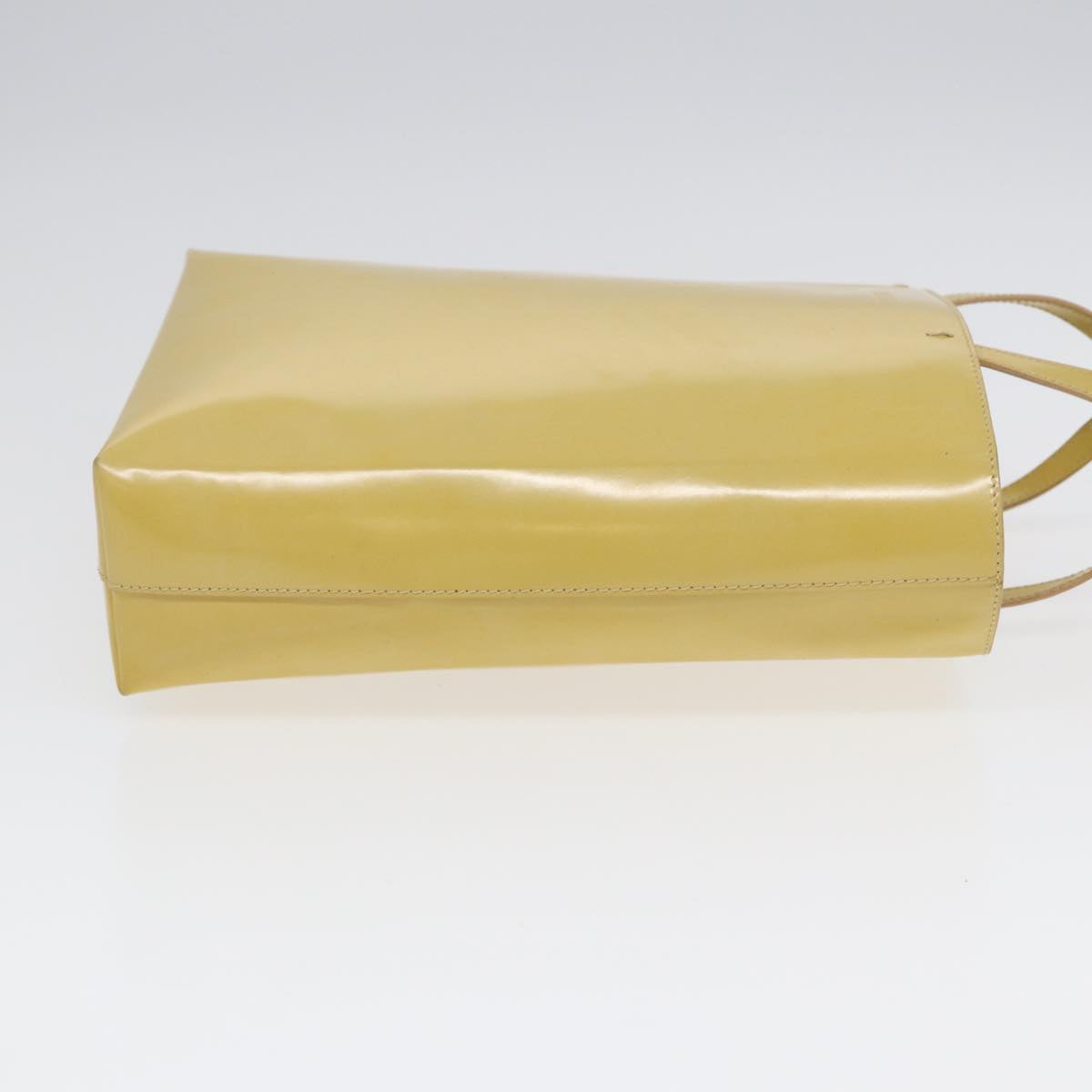 PRADA Hand Bag Enamel Yellow Silver Auth