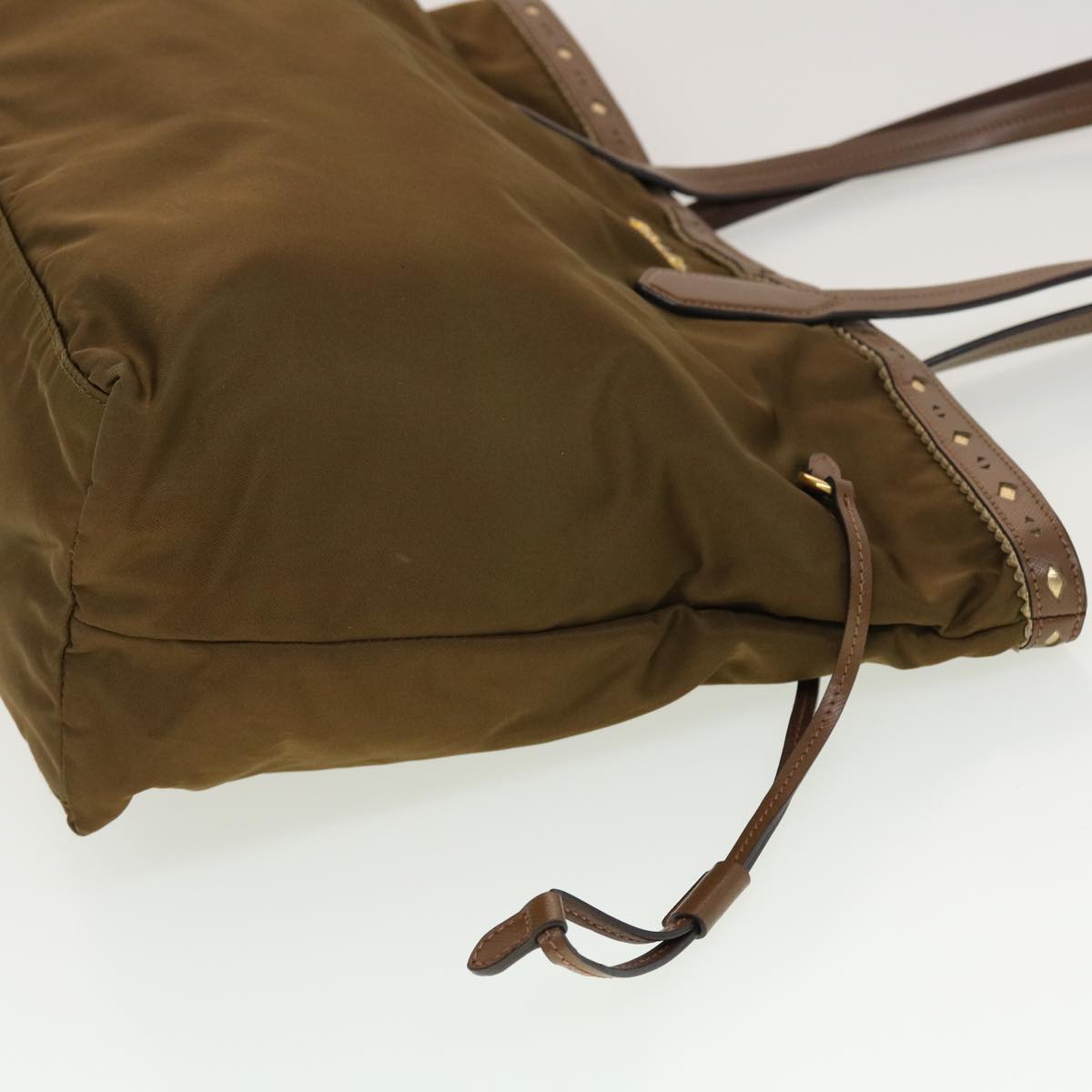 Prada Tote Bag Nylon Leather Khaki