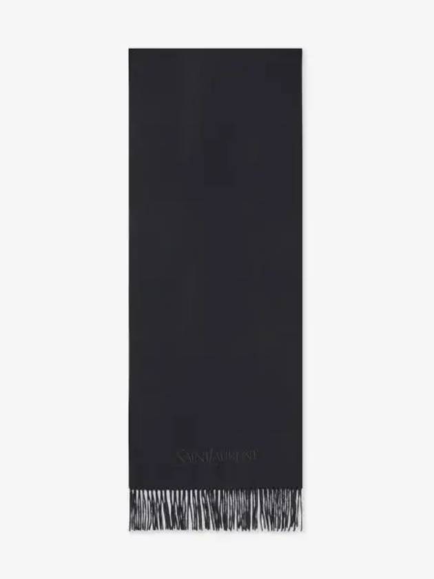 Luxury Saint Laurent Trending 2026 Embroidered Logo Cashmere Muffler Black