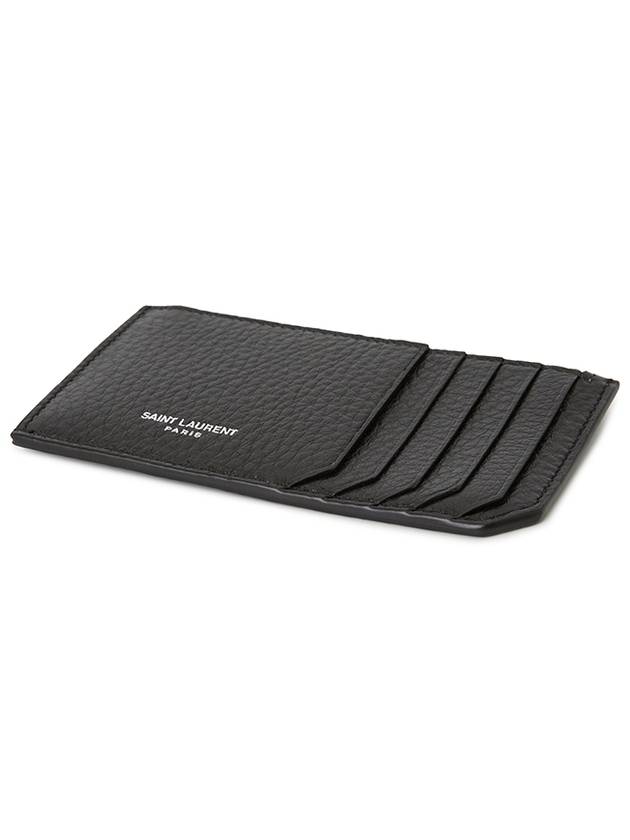 Luxury Saint Laurent Trending 2026 Paris Fragment Zippered Leather Card Wallet Black