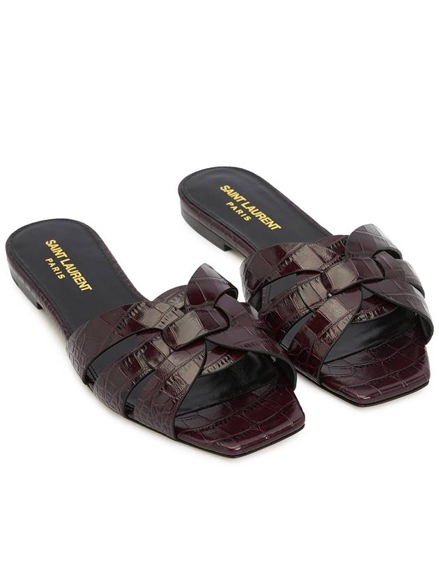 Luxury Saint Laurent Trending 2026 Women's Tribute Slippers Burgundy