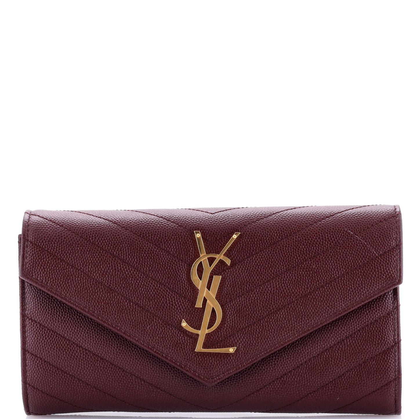 Luxury Saint Laurent Trending 2026 Classic Monogram Flap Wallet Matelasse Chevron Leather Large