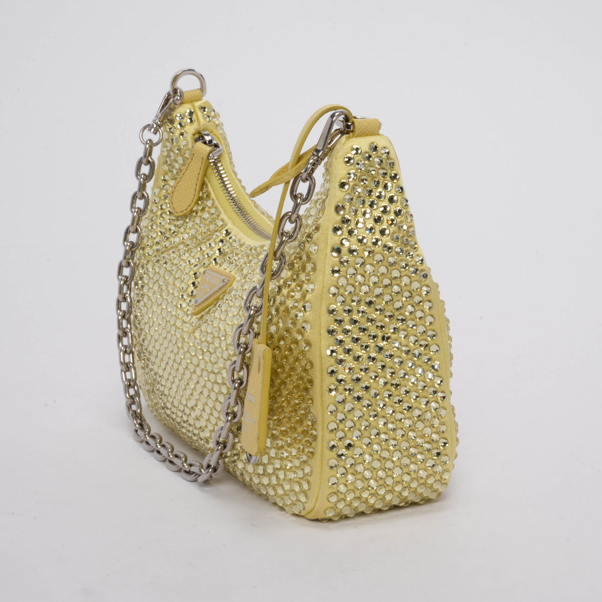 Prada Banana Satin & Crystal Re-Edition Bag