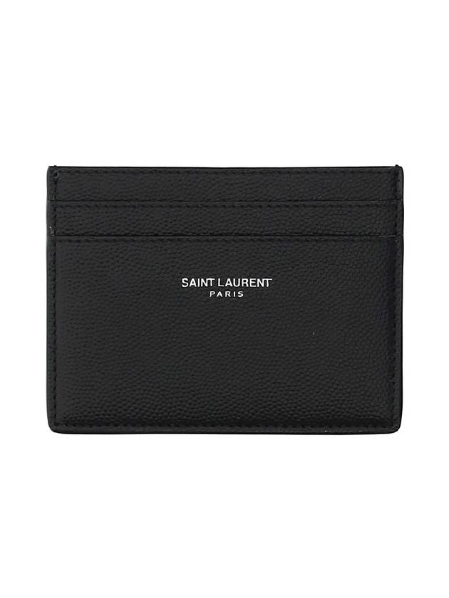 Luxury Saint Laurent Trending 2026 Embossed Leather Card Wallet Black