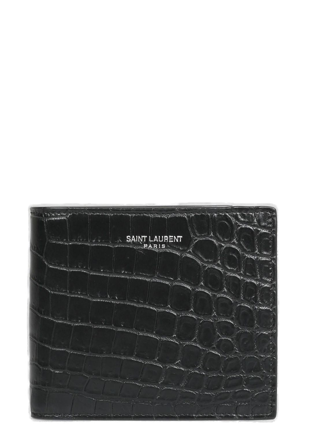 Luxury Saint Laurent Trending 2026 Men's Animal Print Leather Wallet in Nero/Nero | 396303DZEDE1000