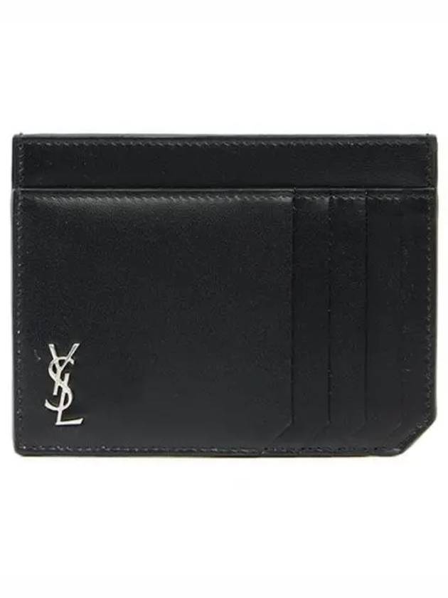 Luxury Saint Laurent Trending 2026 Monogram Logo Card Wallet Black