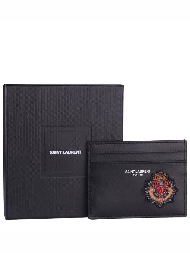 Luxury Saint Laurent Trending 2026 Logo Patch Card Wallet Black