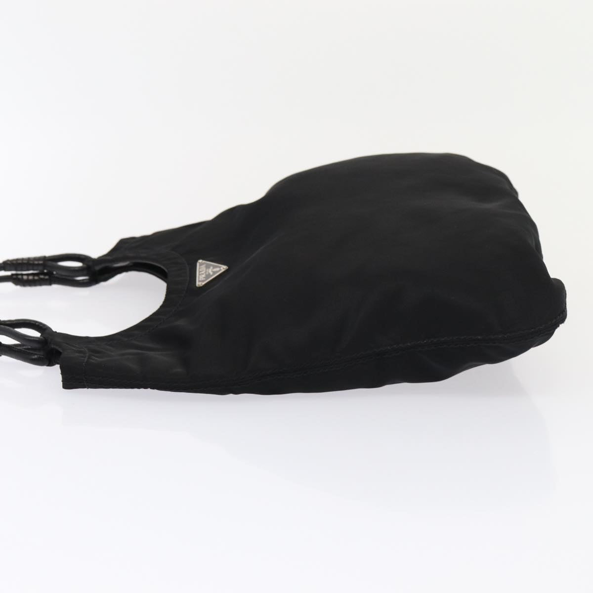 PRADA Hand Bag Nylon Black Silver Auth