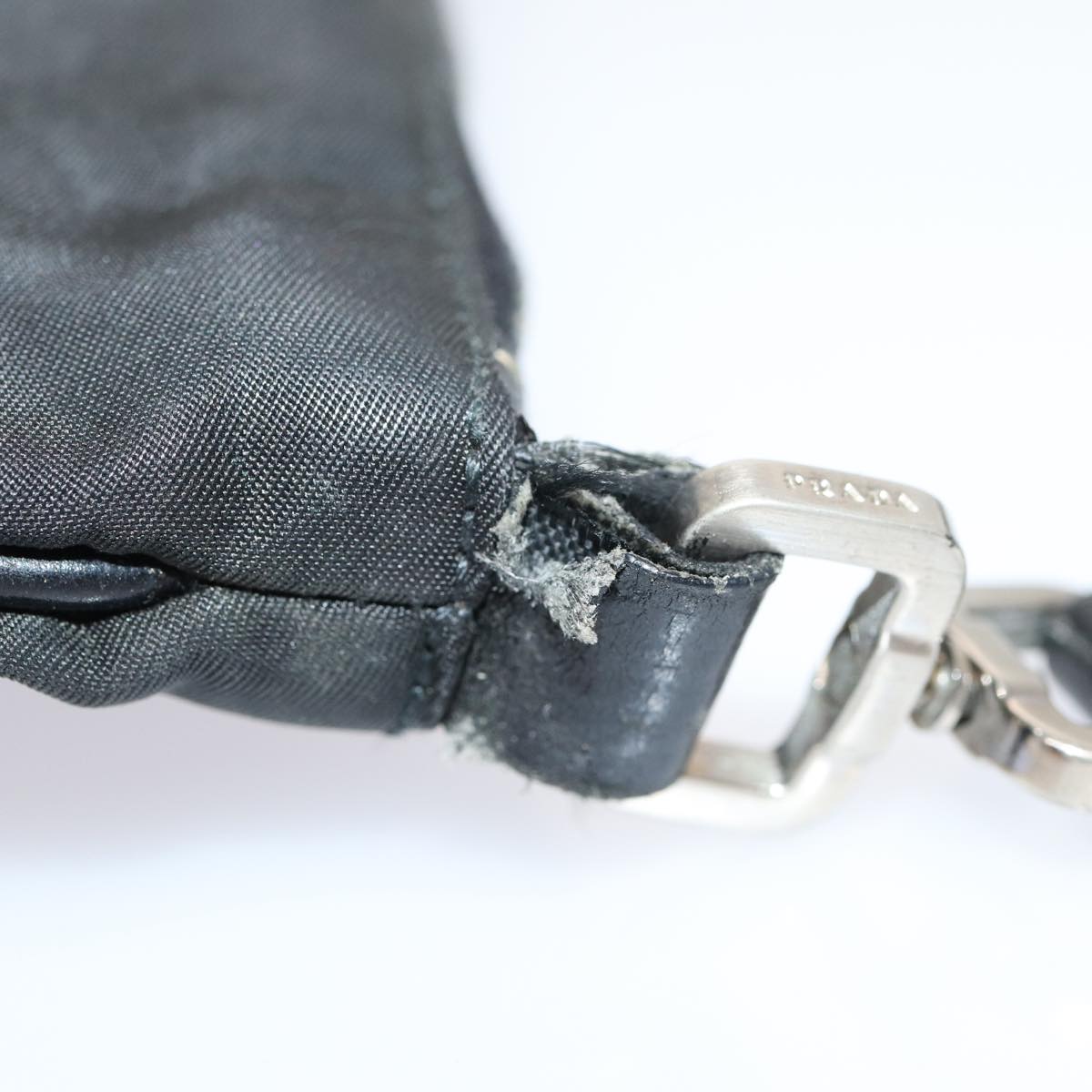 PRADA Shoulder Bag Nylon Black Silver Auth