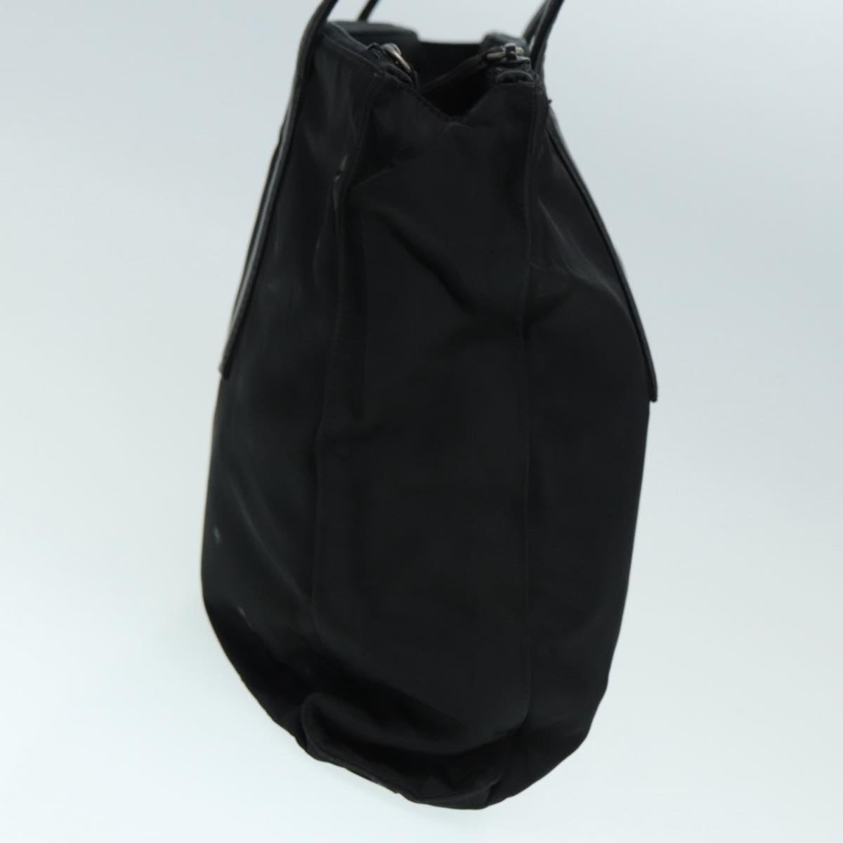 PRADA Tote Bag Nylon Black Silver Auth