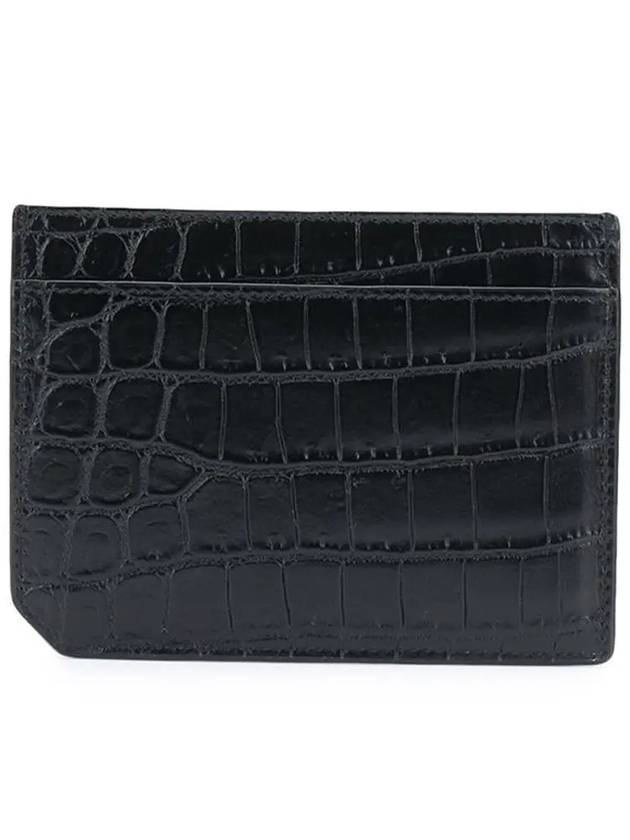 Luxury Saint Laurent Trending 2026 Crocodile Pattern Card Wallet Black